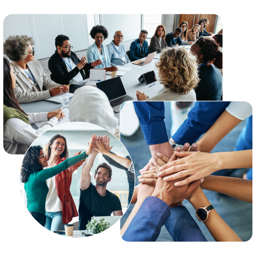 Multiethnic group of businesspeople brainstorming and strategizing in a meeting